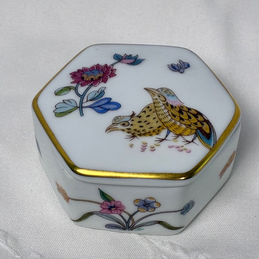Haviland Limoges Trinket Box Bird Floral Gold Trim France Grandmillenial Vanity